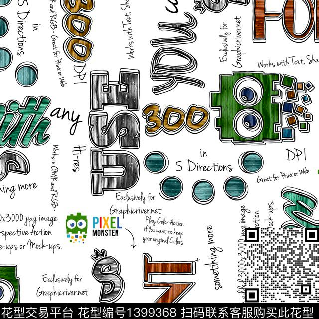 字母皮克斯趣味童装传统印花华亿平台下载（图片编号: 1399368） - 瓦栏（Walan）