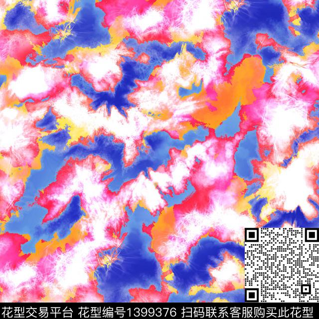 春夏华亿平台水彩花卉彩色肌理数码印花华亿平台下载（图片编号: 1399376） - 瓦栏（Walan）