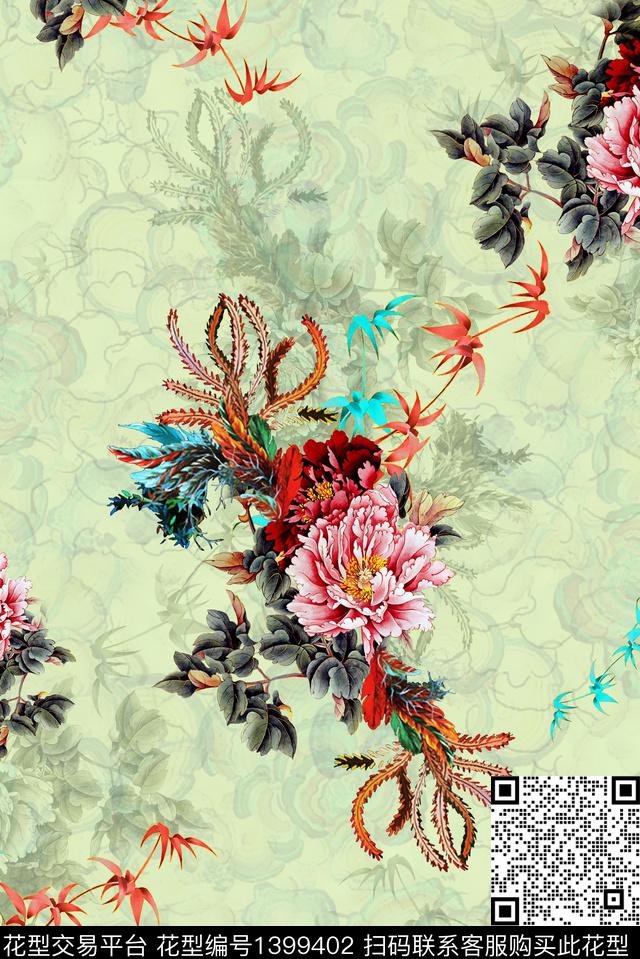女装花卉中国风数码印花华亿平台下载（图片编号: 1399402） - 瓦栏（Walan）