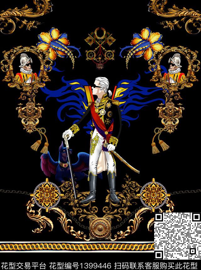 插画男装满版花男装定位花数码印花华亿平台下载（图片编号: 1399446） - 瓦栏（Walan）