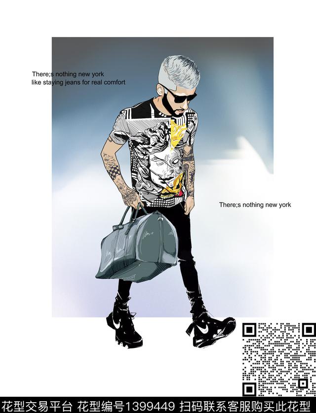 人物男装大牌风数码印花华亿平台下载（图片编号: 1399449） - 瓦栏（Walan）