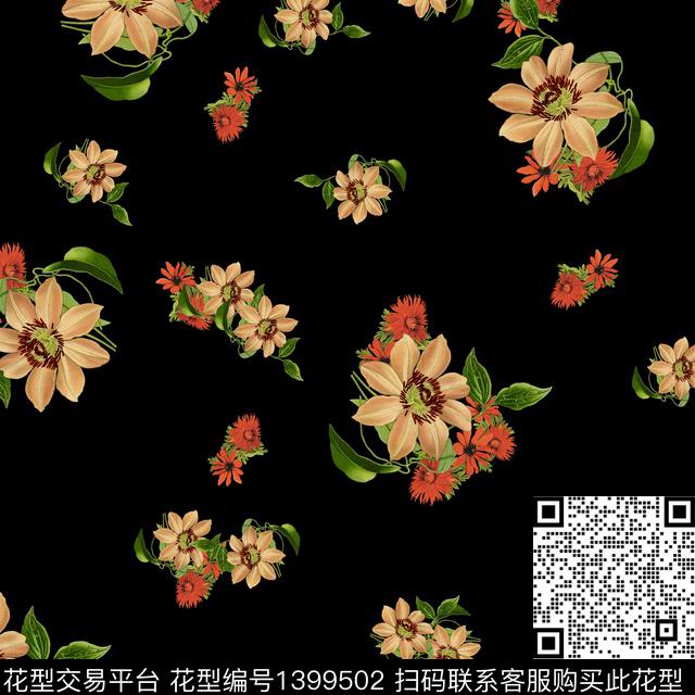 花卉大牌风大花数码印花华亿平台下载（图片编号: 1399502） - 瓦栏（Walan）