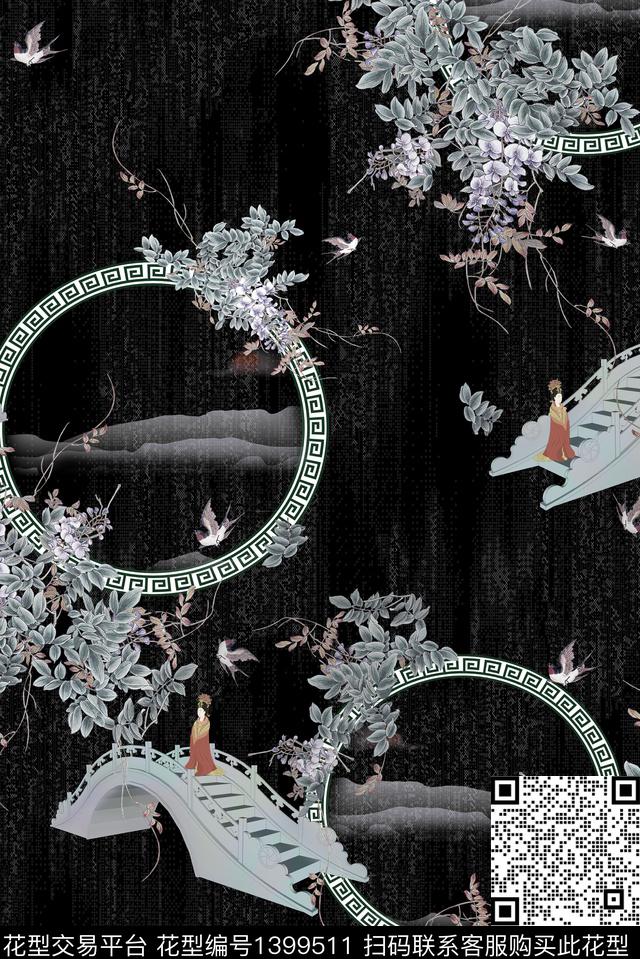 女装花卉中国风数码印花华亿平台下载（图片编号: 1399511） - 瓦栏（Walan）
