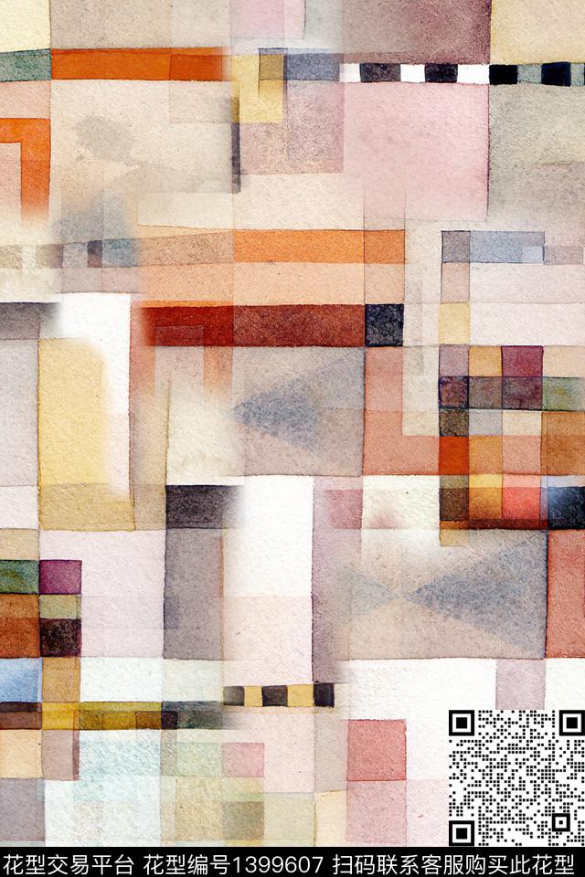 肌理大牌风混合拼接数码印花华亿平台下载（图片编号: 1399607） - 瓦栏（Walan）