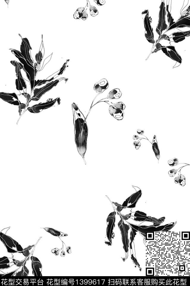花卉大牌风植物数码印花华亿平台下载（图片编号: 1399617） - 瓦栏（Walan）