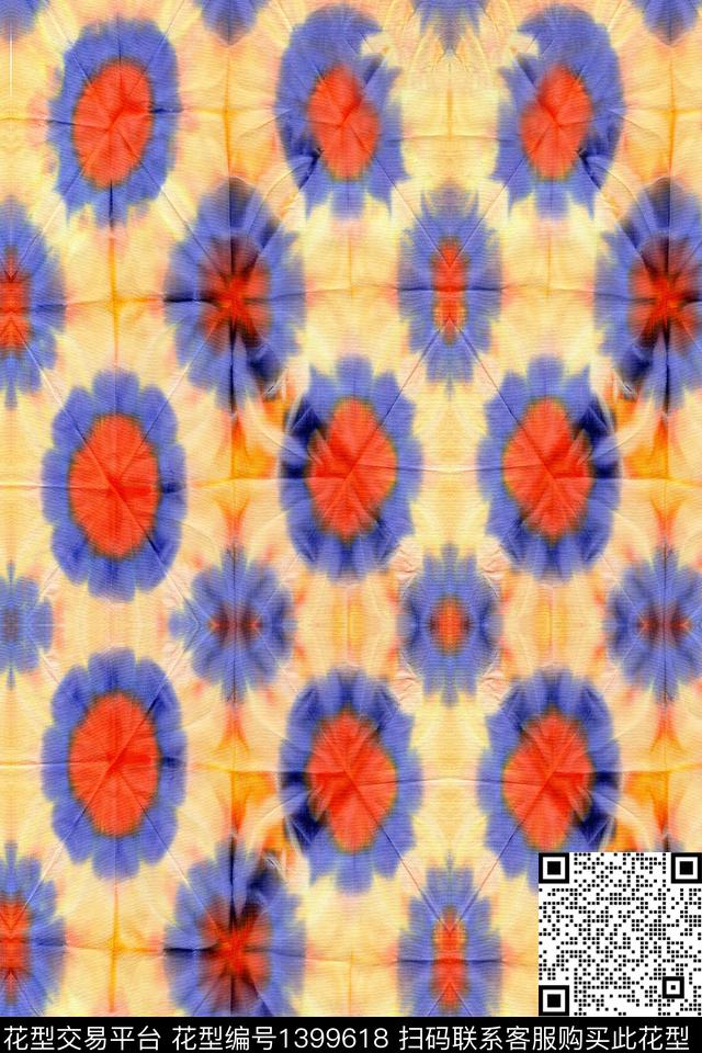 扎染华亿平台大牌风底纹数码印花华亿平台下载（图片编号: 1399618） - 瓦栏（Walan）
