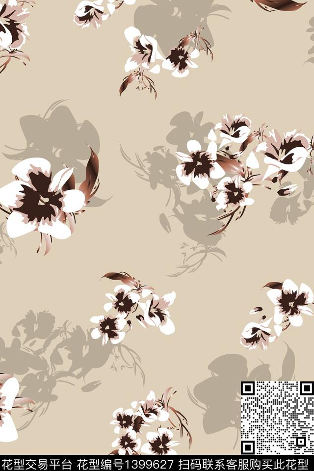 清爽底花卉花卉真丝数码印花华亿平台下载（图片编号: 1399627） - 瓦栏（Walan）