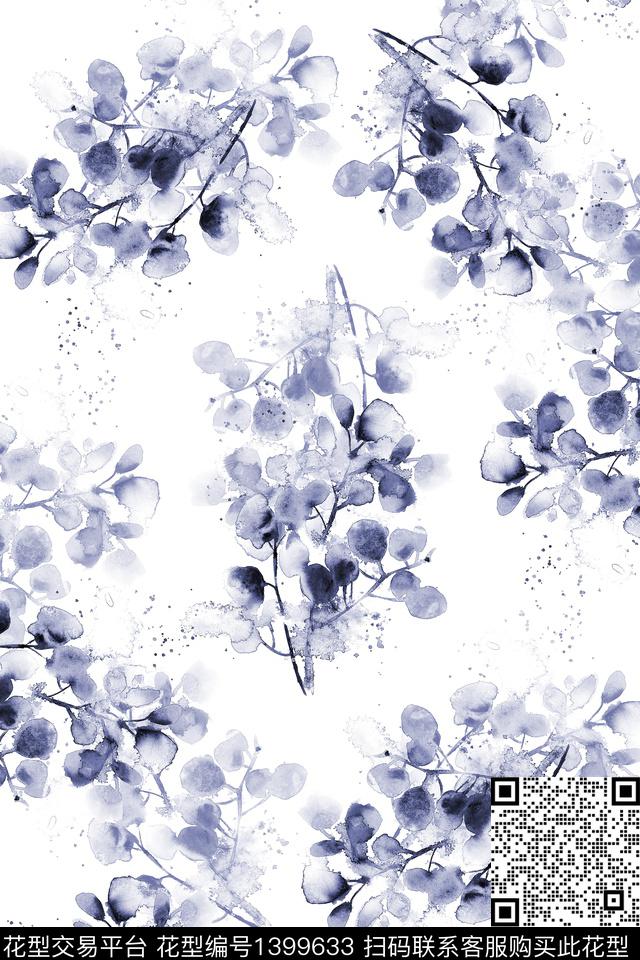 绿植树叶抽象花卉花卉数码印花华亿平台下载（图片编号: 1399633） - 瓦栏（Walan）