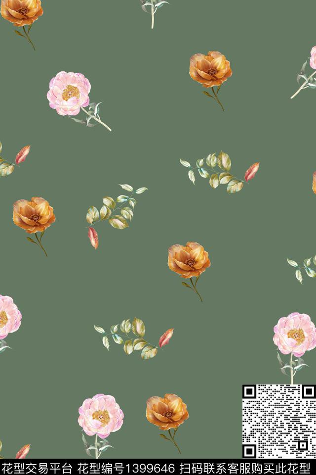 花卉大牌风大花数码印花华亿平台下载（图片编号: 1399646） - 瓦栏（Walan）