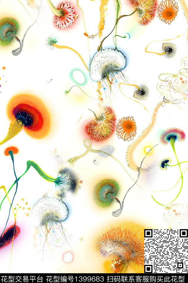 时尚小清新抽象数码印花华亿平台下载（图片编号: 1399683） - 瓦栏（Walan）