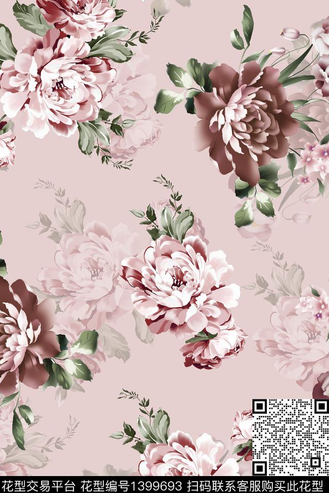 时尚花卉小清新数码印花华亿平台下载（图片编号: 1399693） - 瓦栏（Walan）