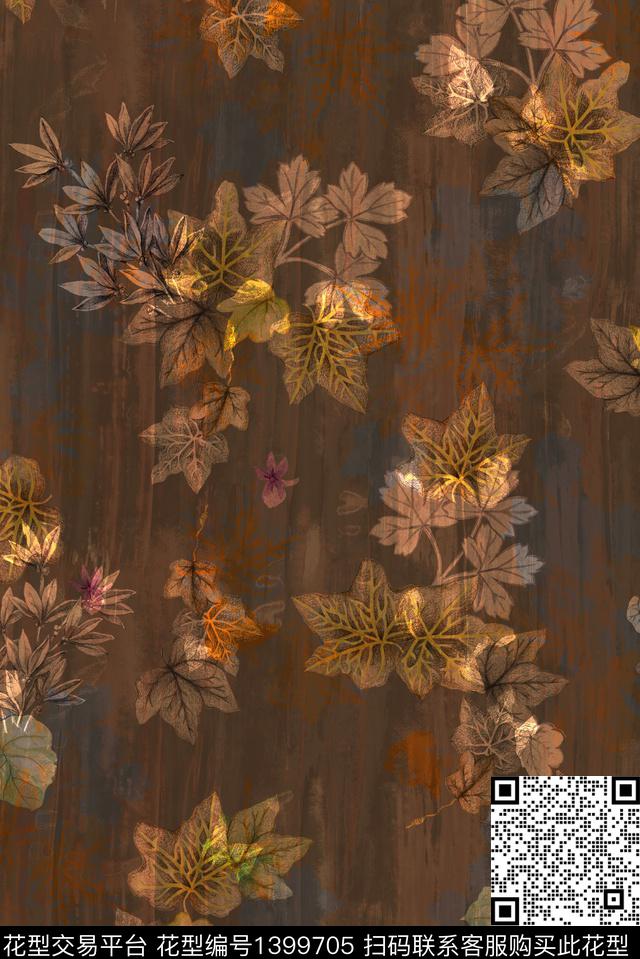 花卉香云纱休闲数码印花华亿平台下载（图片编号: 1399705） - 瓦栏（Walan）