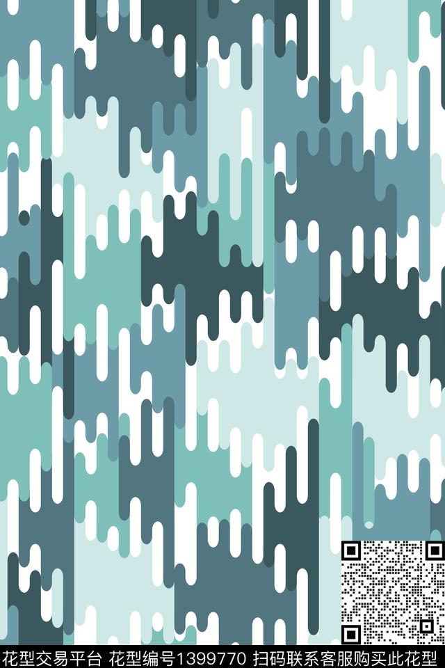 几何迷彩蓝色传统印花华亿平台下载（图片编号: 1399770） - 瓦栏（Walan）