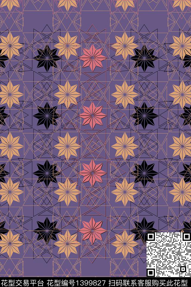 几何简约条纹数码印花华亿平台下载（图片编号: 1399827） - 瓦栏（Walan）