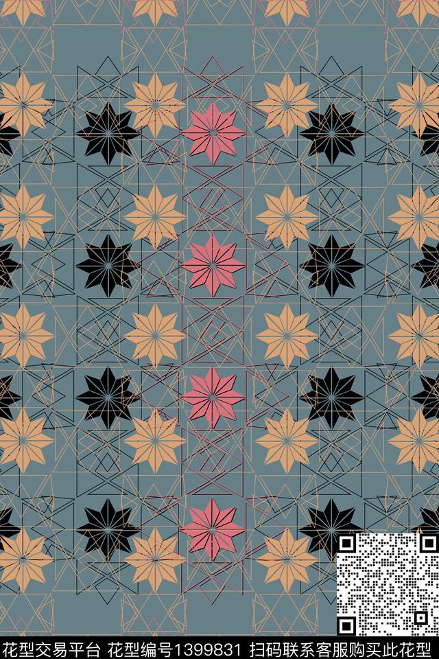 几何简约条纹数码印花华亿平台下载（图片编号: 1399831） - 瓦栏（Walan）