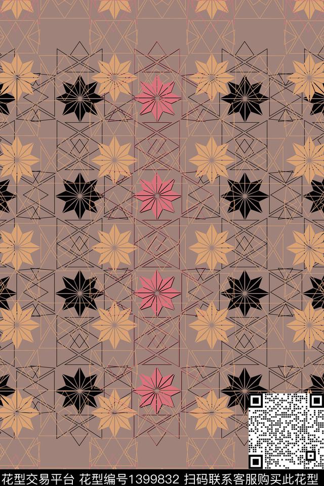 几何简约条纹数码印花华亿平台下载（图片编号: 1399832） - 瓦栏（Walan）