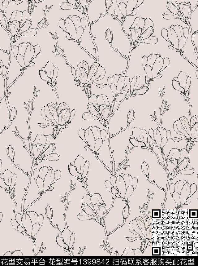 花卉欧美印花数码印花华亿平台下载（图片编号: 1399842） - 瓦栏（Walan）