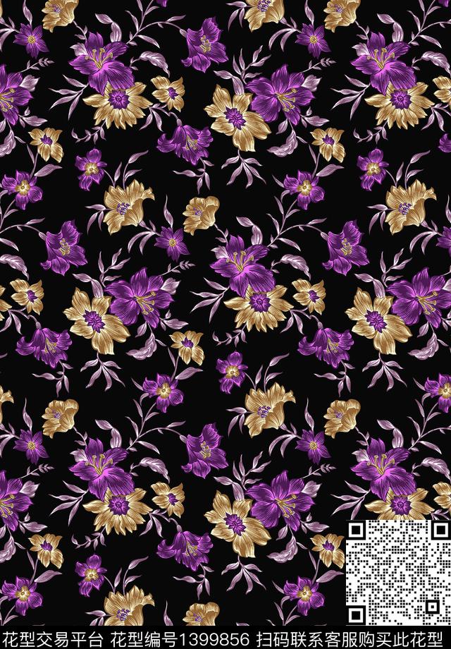 数码华亿平台花卉春夏华亿平台数码印花华亿平台下载（图片编号: 1399856） - 瓦栏（Walan）