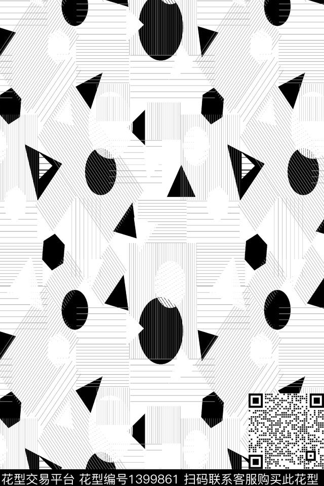 几何简约格子数码印花华亿平台下载（图片编号: 1399861） - 瓦栏（Walan）
