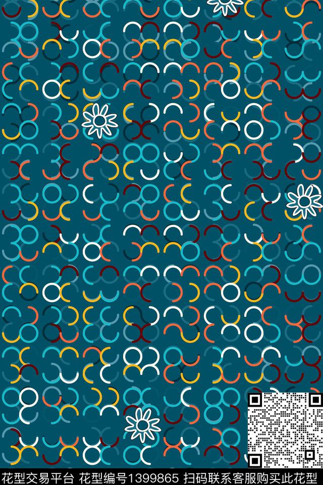 几何简约抽象花卉数码印花华亿平台下载（图片编号: 1399865） - 瓦栏（Walan）