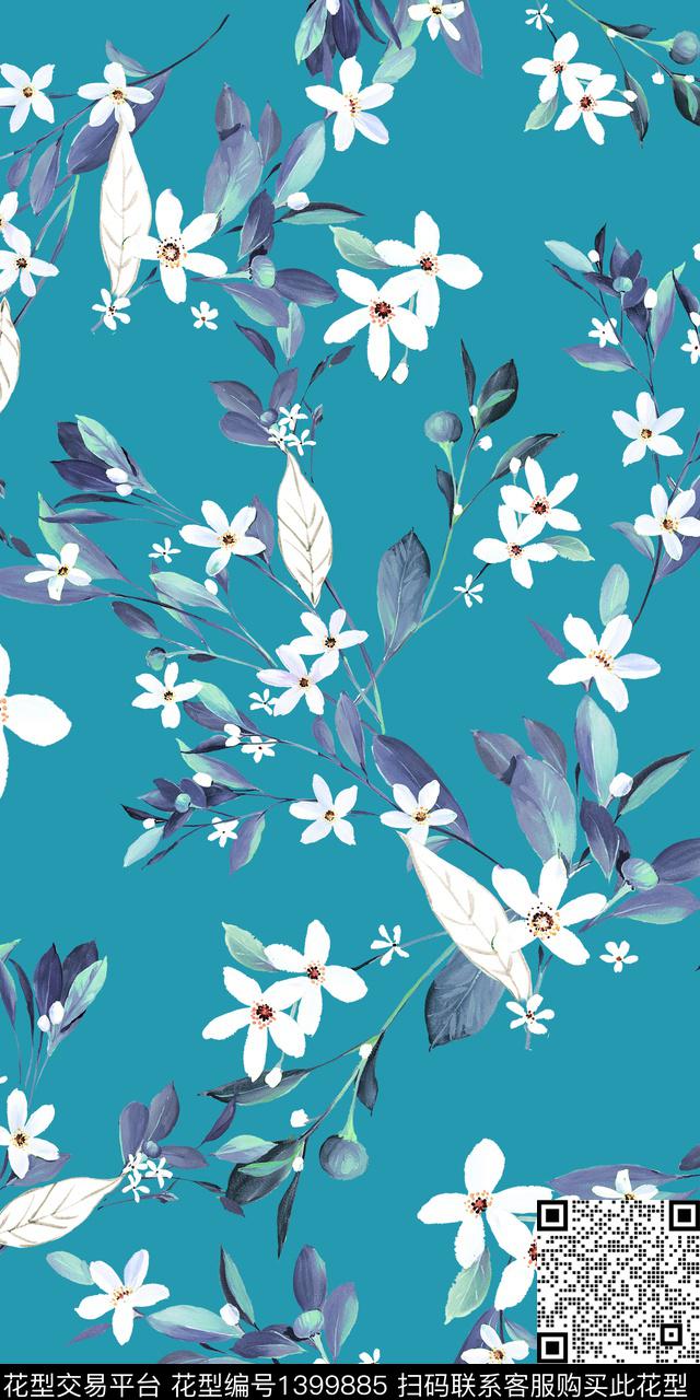花卉大牌风植物数码印花华亿平台下载（图片编号: 1399885） - 瓦栏（Walan）