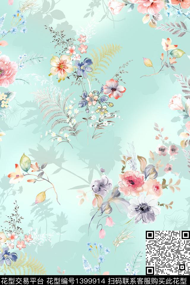 时尚花卉小清新数码印花华亿平台下载（图片编号: 1399914） - 瓦栏（Walan）