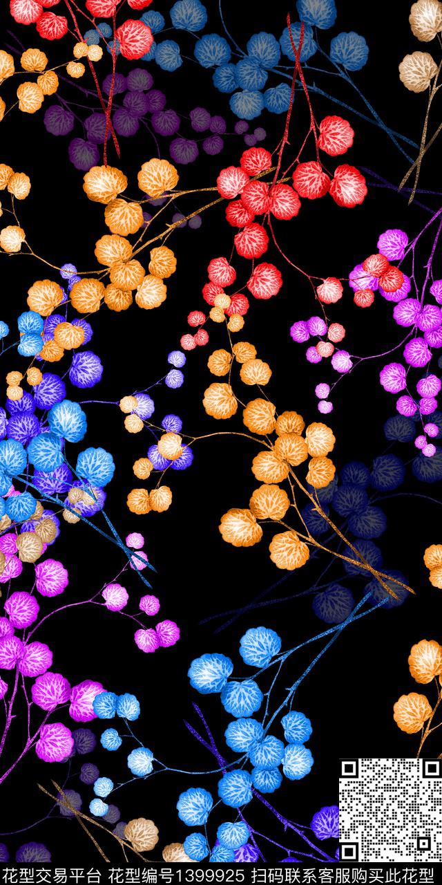 绿植树叶花卉大牌风数码印花华亿平台下载（图片编号: 1399925） - 瓦栏（Walan）