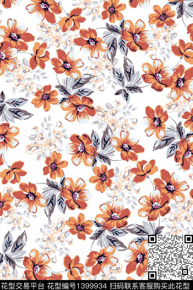 大牌风小清新真丝数码印花华亿平台下载（图片编号: 1399934） - 瓦栏（Walan）