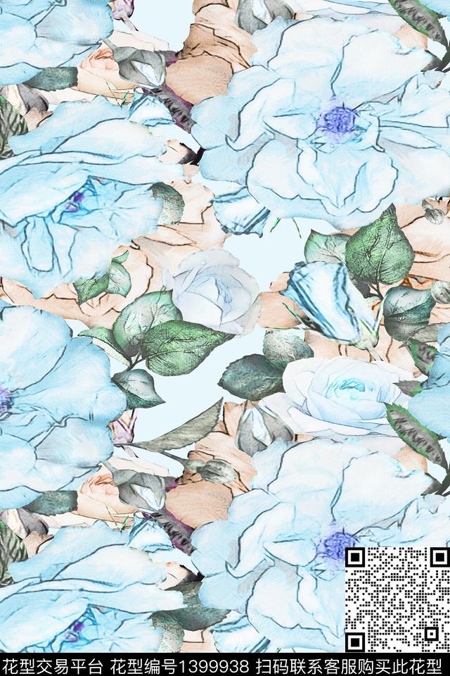 大牌风小清新大花数码印花华亿平台下载（图片编号: 1399938） - 瓦栏（Walan）