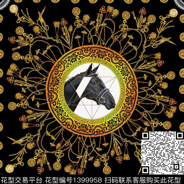 奢华丝巾定位花宫廷风数码印花华亿平台下载（图片编号: 1399958） - 瓦栏（Walan）