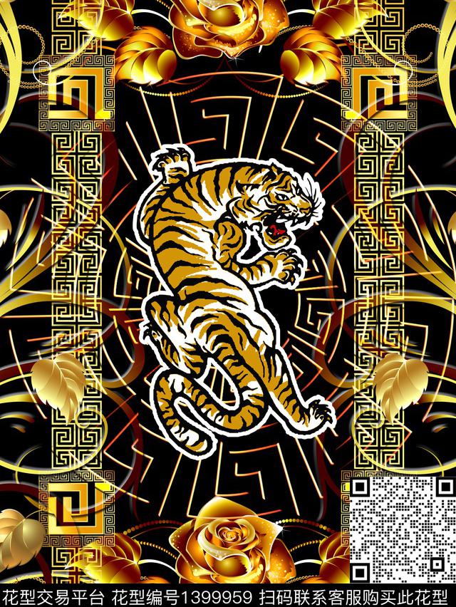 宫廷风欧式定位花抽象男装数码印花华亿平台下载（图片编号: 1399959） - 瓦栏（Walan）