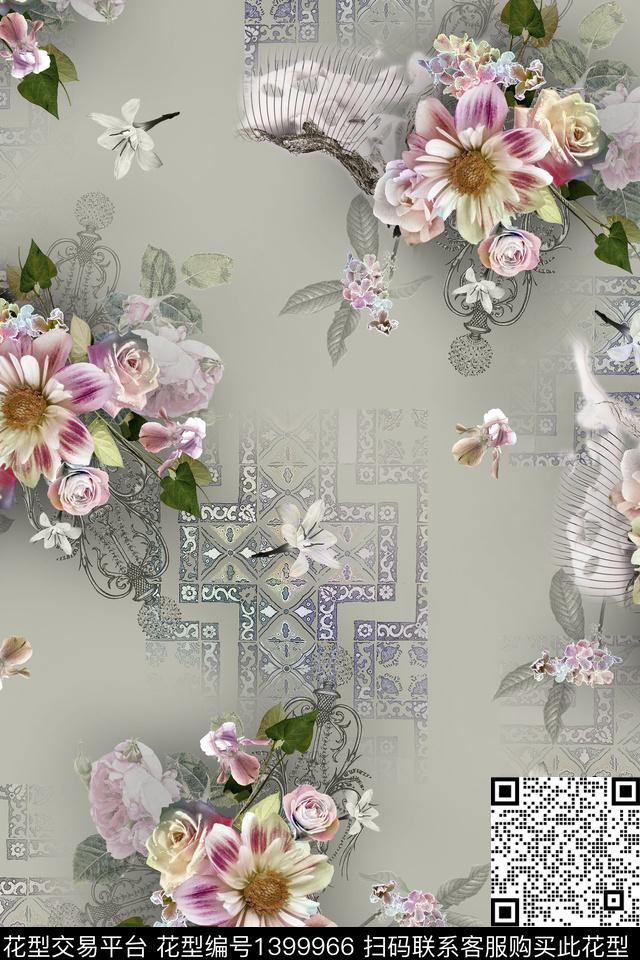 花卉花纹审数码印花华亿平台下载（图片编号: 1399966） - 瓦栏（Walan）