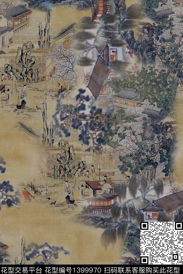 国画中国风名画数码印花华亿平台下载（图片编号: 1399970） - 瓦栏（Walan）