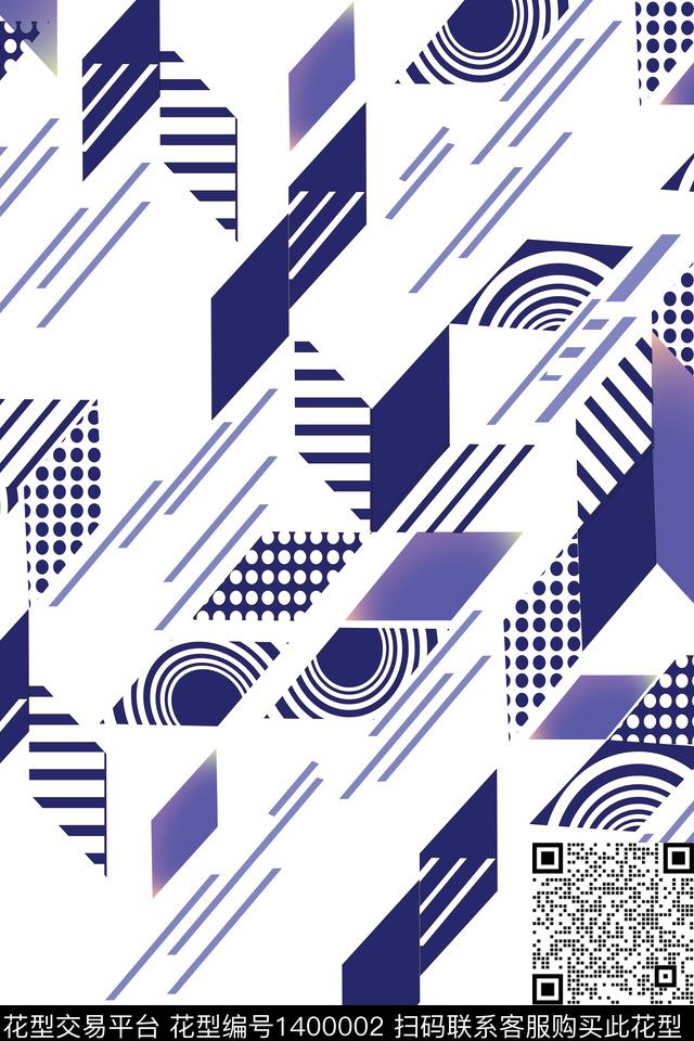 线条几何抽象传统印花华亿平台下载（图片编号: 1400002） - 瓦栏（Walan）
