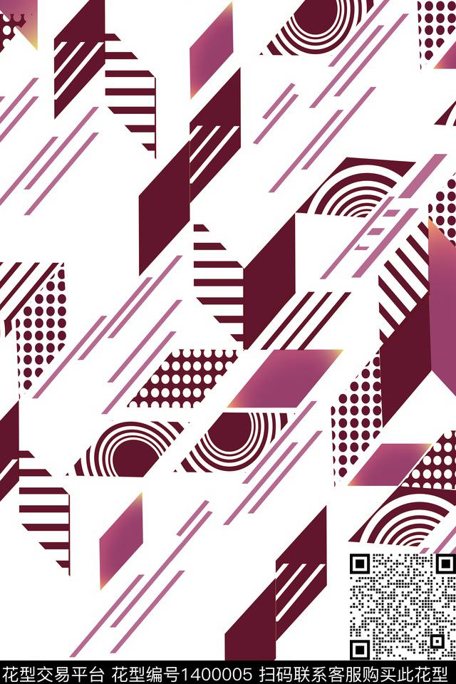 线条几何抽象传统印花华亿平台下载（图片编号: 1400005） - 瓦栏（Walan）