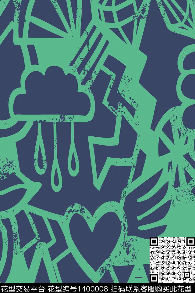 男装满版花趣味绿色传统印花华亿平台下载（图片编号: 1400008） - 瓦栏（Walan）