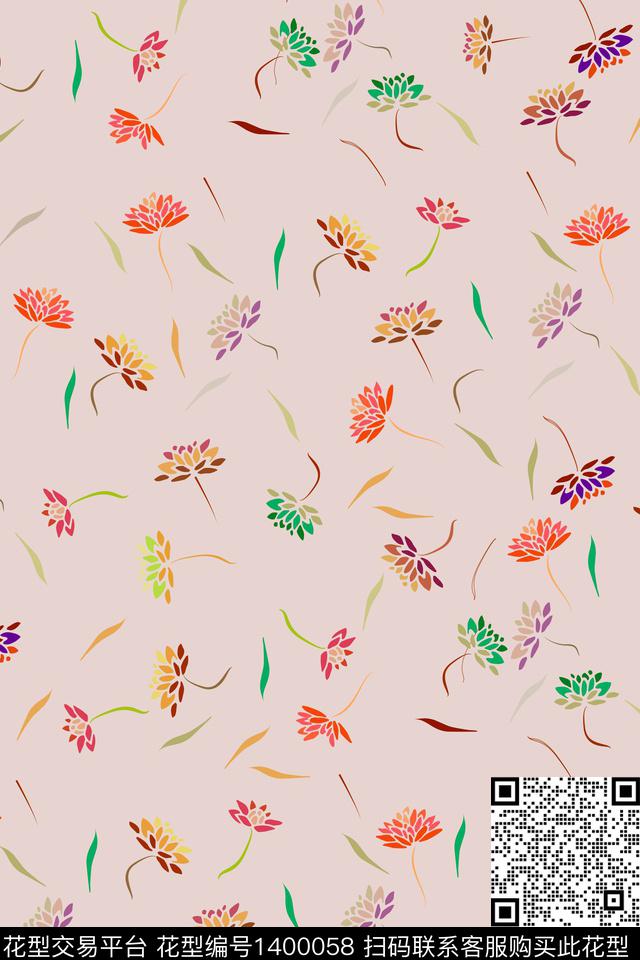 可爱小清新少女数码印花华亿平台下载（图片编号: 1400058） - 瓦栏（Walan）