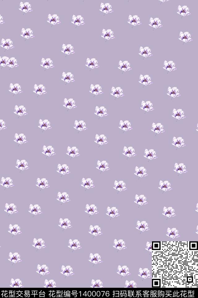 清爽底花卉花卉大牌风数码印花华亿平台下载（图片编号: 1400076） - 瓦栏（Walan）