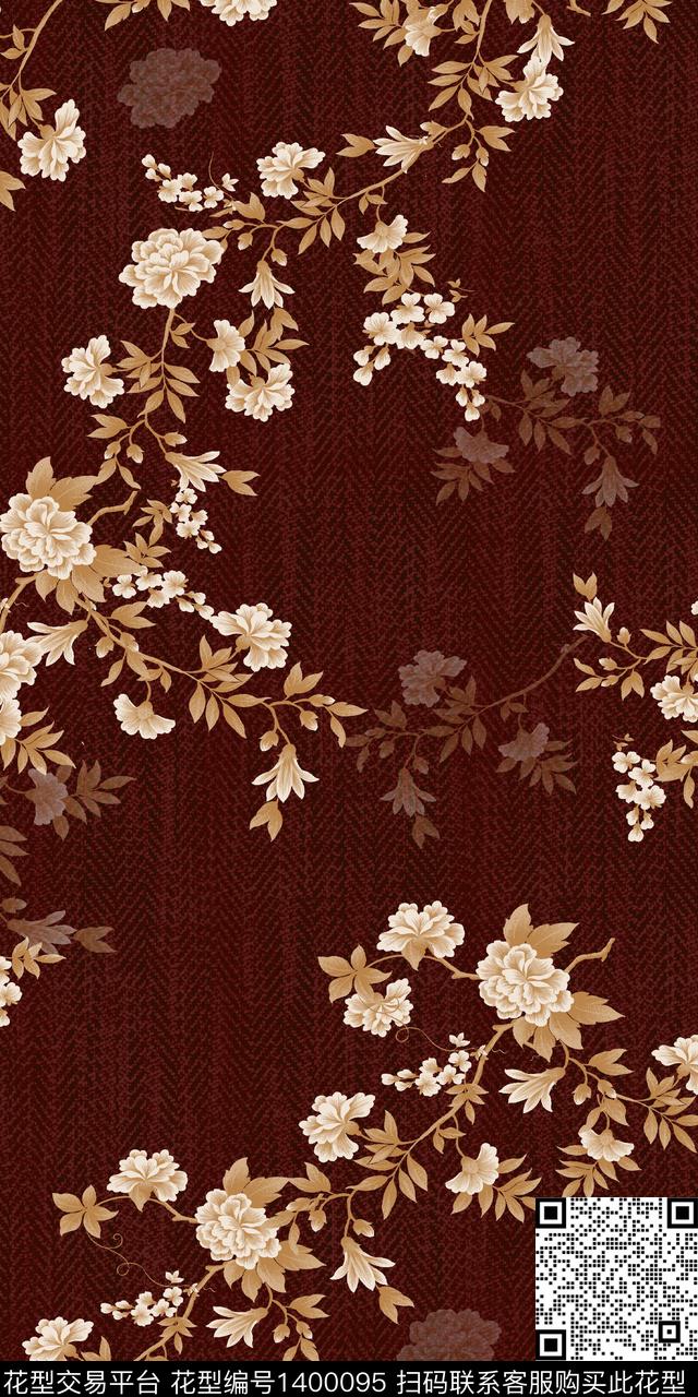 时尚花卉雕印华亿平台数码印花华亿平台下载（图片编号: 1400095） - 瓦栏（Walan）