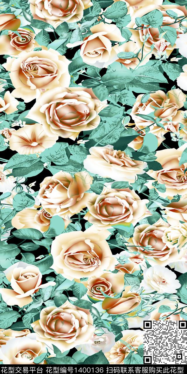 趋势华亿平台女装花卉数码印花华亿平台下载（图片编号: 1400136） - 瓦栏（Walan）