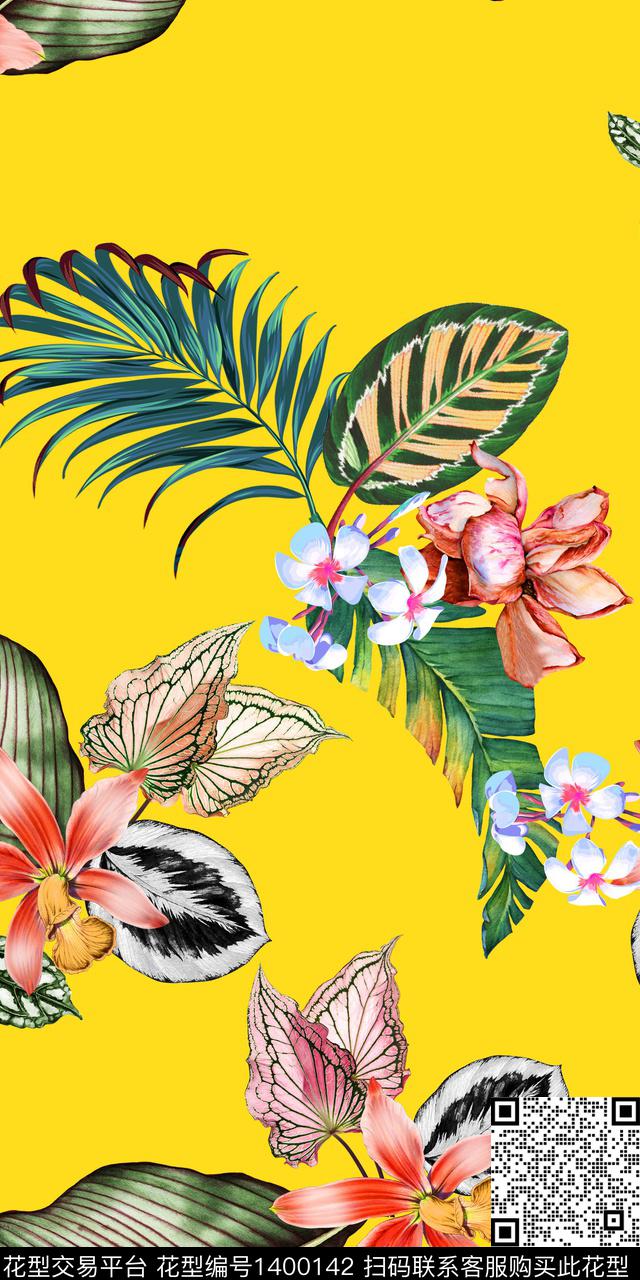 女装花卉热带华亿平台数码印花华亿平台下载（图片编号: 1400142） - 瓦栏（Walan）