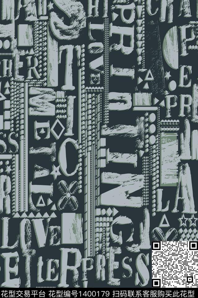 黑底花卉字母黑白华亿平台传统印花华亿平台下载（图片编号: 1400179） - 瓦栏（Walan）