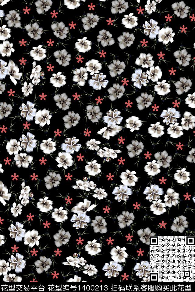 数码华亿平台花卉满版散花数码印花华亿平台下载（图片编号: 1400213） - 瓦栏（Walan）