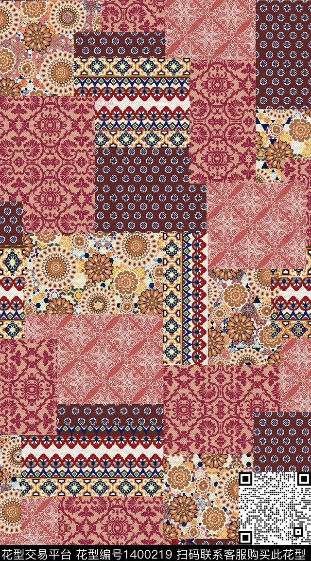 时尚民族风真丝数码印花华亿平台下载（图片编号: 1400219） - 瓦栏（Walan）