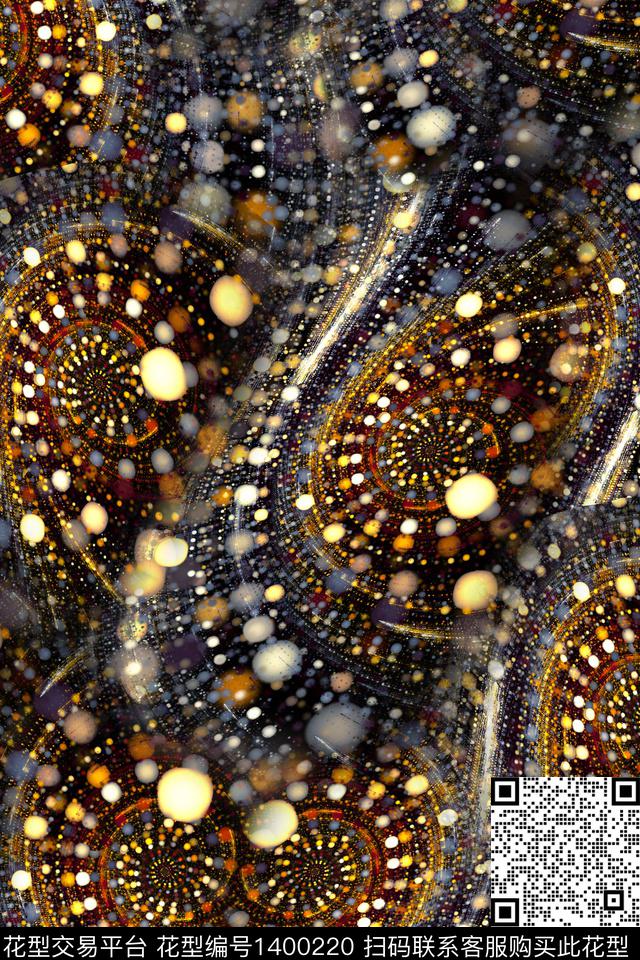 时尚抽象真丝数码印花华亿平台下载（图片编号: 1400220） - 瓦栏（Walan）