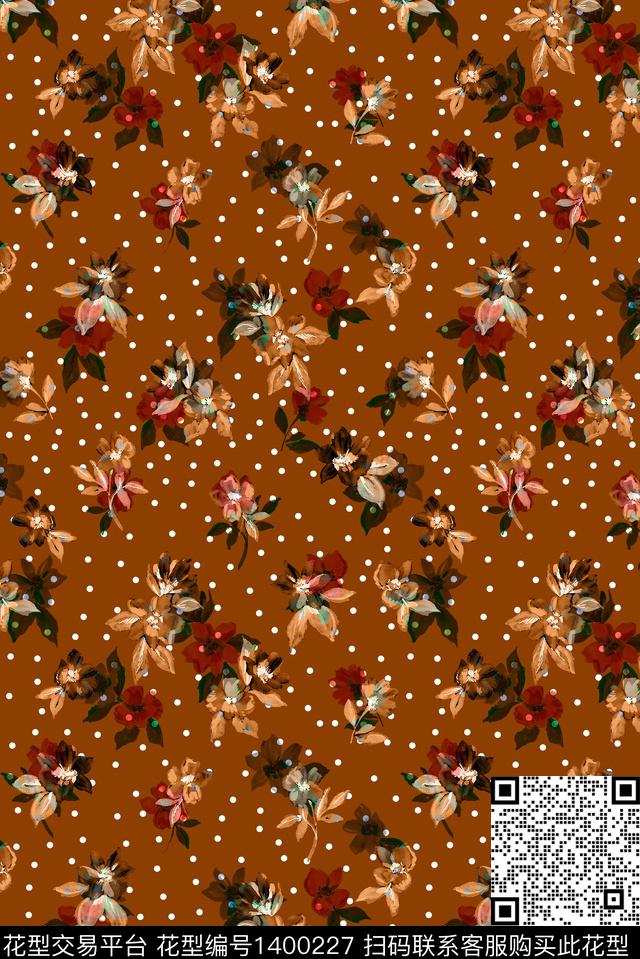 花卉大牌风休闲数码印花华亿平台下载（图片编号: 1400227） - 瓦栏（Walan）