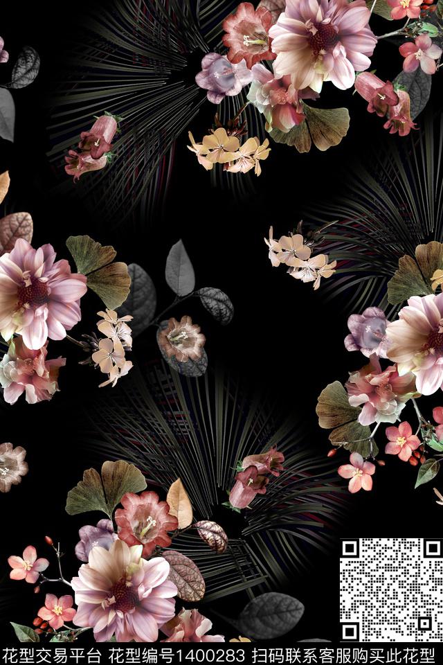抽象大花底纹数码印花华亿平台下载（图片编号: 1400283） - 瓦栏（Walan）