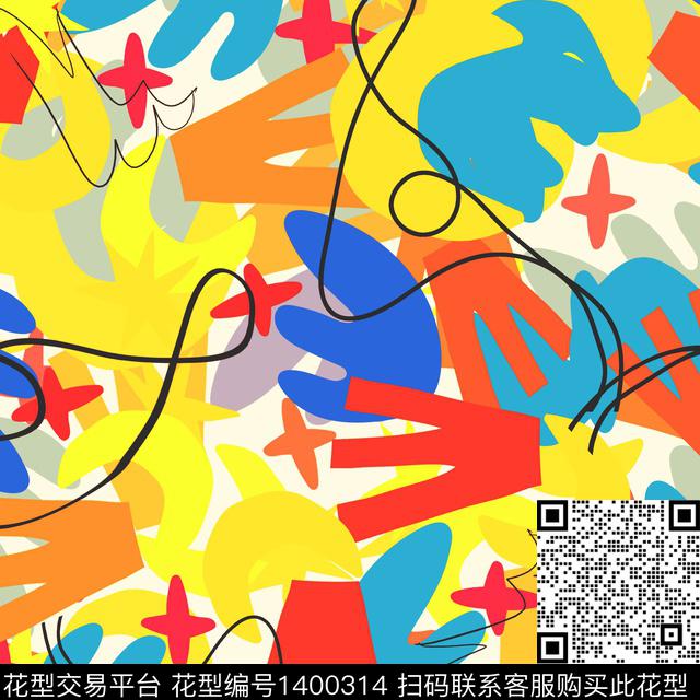 几何字母格子数码印花华亿平台下载（图片编号: 1400314） - 瓦栏（Walan）