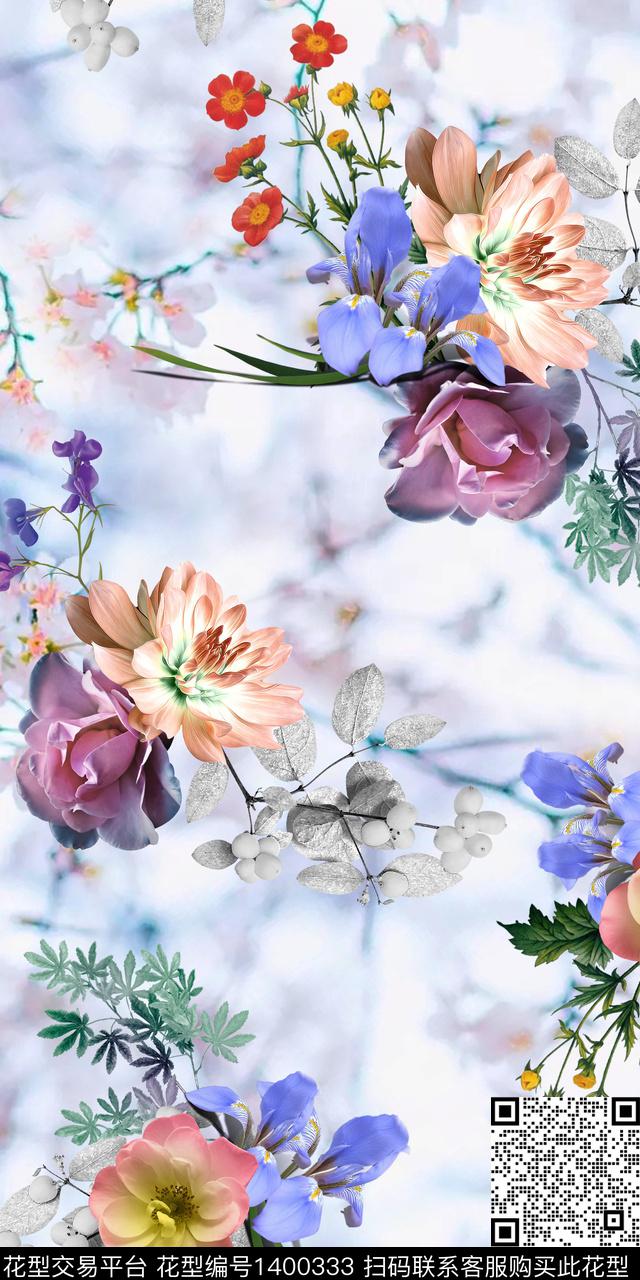 女装花卉小碎花数码印花华亿平台下载（图片编号: 1400333） - 瓦栏（Walan）