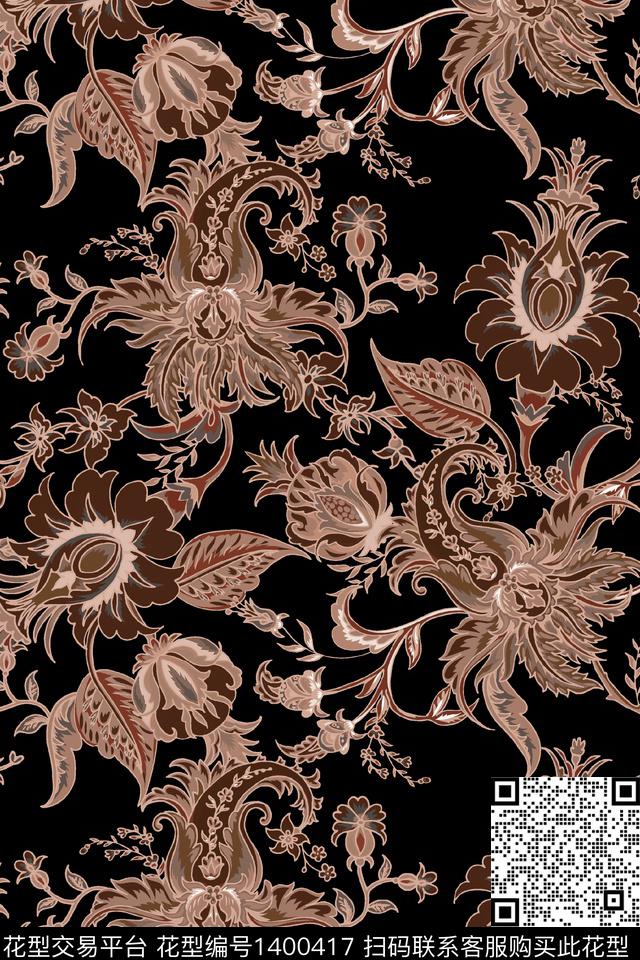 佩斯利民族风大牌风数码印花华亿平台下载（图片编号: 1400417） - 瓦栏（Walan）